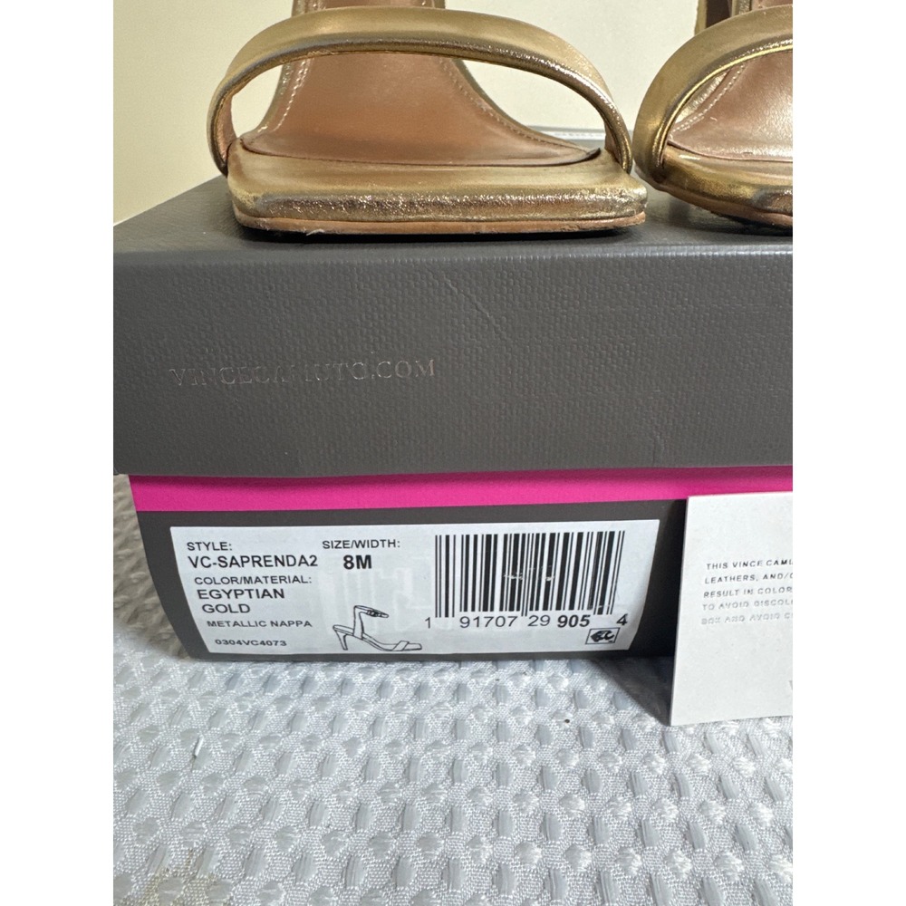 Vince Camuto Sandals Women 8M Saprenda2 Egyptian Gold Metallic Nappa Leather